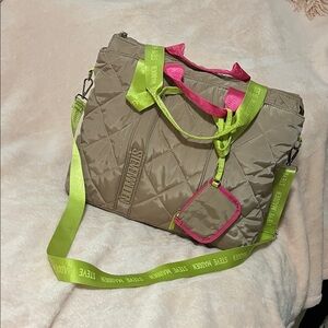 Stylish Beige and Pink Quilted Women's Bag by Steve Madden